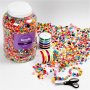 Plastperler og elastisk smykketråd i blandede farger 3 kg Plastperler og elastisk smykketråd i blandede farger 3 kg