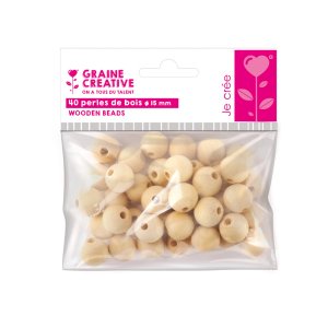 Träpärlor 15 mm, 40-pack Träpärlor 15 mm, 40-pack
