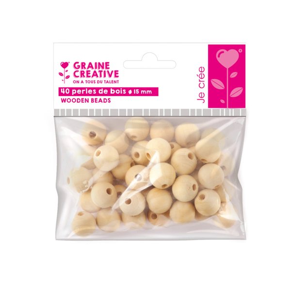 Träpärlor 15 mm, 40-pack Träpärlor 15 mm, 40-pack