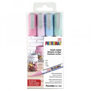 Markerpen ZIG Posterman PMA-20 1mm 4 stk pastel