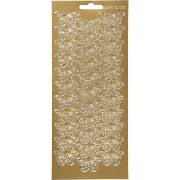 Klistermærker sommerfugle 10x23 cm guld - 1 ark Klistermærker sommerfugle 10x23 cm guld - 1 ark