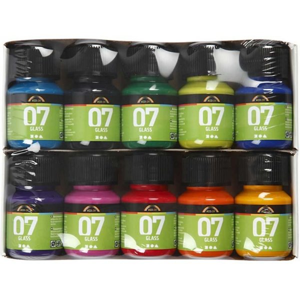 A-Color Glas - mixade färger - 10 x 30 ml A-Color Glas - mixade färger - 10 x 30 ml