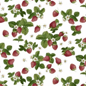 Vaxduk med Jordgubbe motiv - Vit