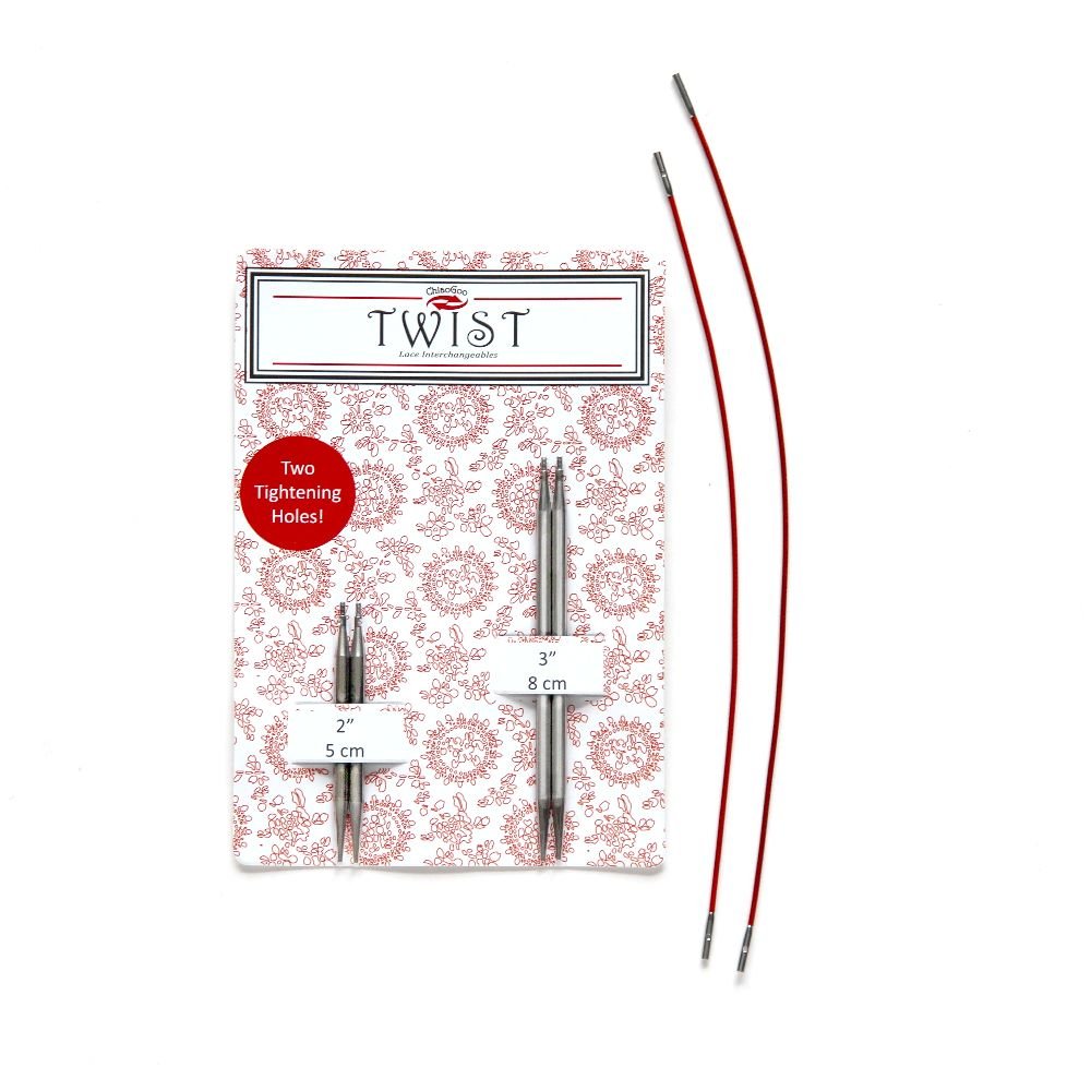 Korte strikkepinde Kombo Twist 5 & 8 cm - 1,5 mm (M) - Endepinde, Strikkepinde, Strikning, Strikke, hækle, knytte og væve