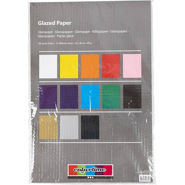 Glanspapper - mixade färger - 100 ark Glanspapper - mixade färger - 100 ark