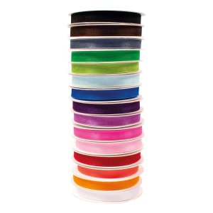 Organzaband 15 f�rger 10 mm � 25 m
