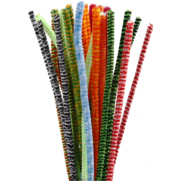 Piprensare - 6 mm - mixade färger - randiga - 30 st Piprensare - 6 mm - mixade färger - randiga - 30 st