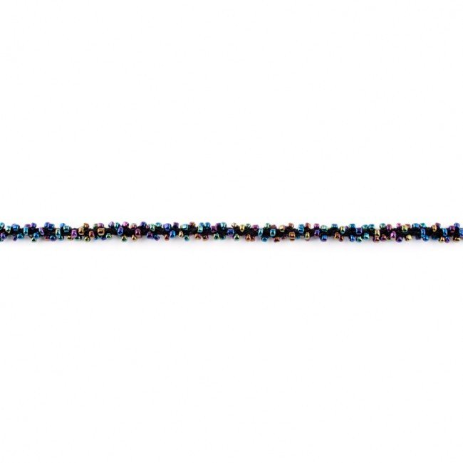 Border med perler II - mørk Flerfarvet - Rand, Bånd & dekorationsbånd, Tekstilbånd & snor