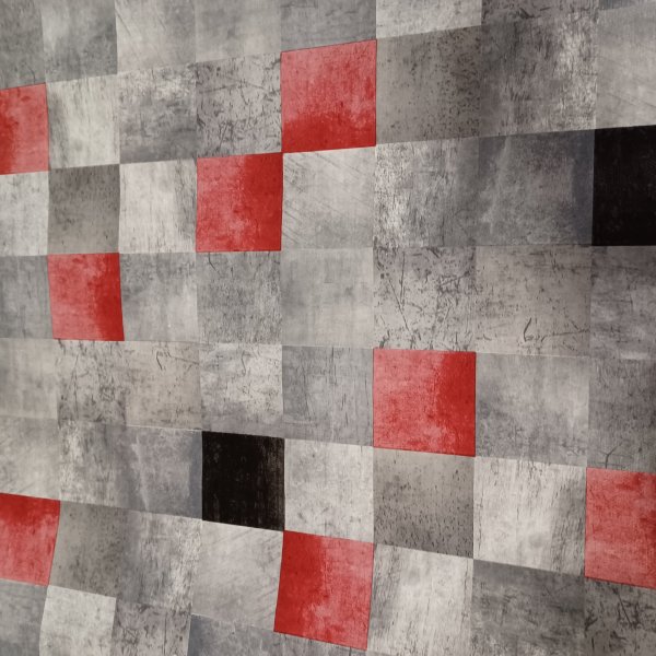 Vaxduk PVC rutig röd svart 140cm Vaxduk PVC rutig röd svart 140cm