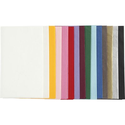 Silkepapir - blandede farver - 50 x 70 cm - 14 g -15 x 2 ark