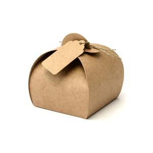 Gaveæsker i kraftpapir 6 x 6 x 5,5 cm med etiketter - 10-pak Gaveæsker i kraftpapir 6 x 6 x 5,5 cm med etiketter - 10-pak