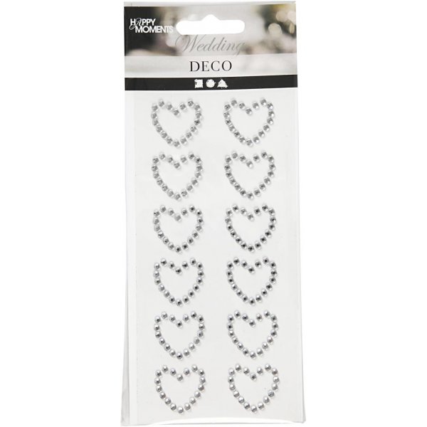 Rhinestonshjärtan - silver - 12 st Rhinestonshjärtan - silver - 12 st