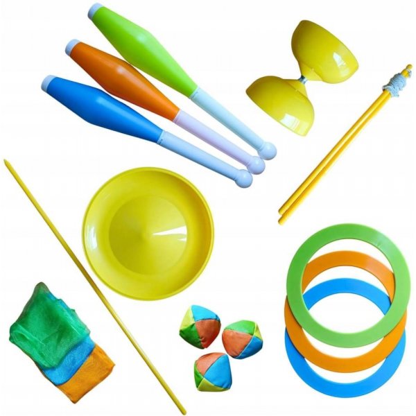 Jongleringsset 17 delar i ryggs�ck flerf�rgad