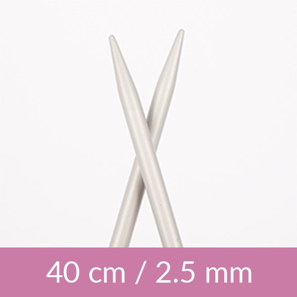 Cirkulære strikkepinde - Aluminium - 40 cm 2,50 mm / 15,7 tommer US 1½ - Rundpinde, Strikkepinde, Strikning, Strikke, hækle, knytte og væve