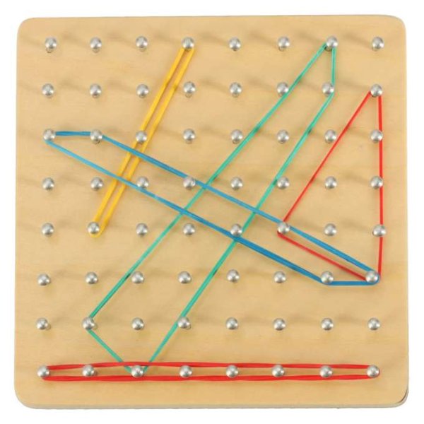 Geobräde träpussel med gummiband 15 x 15 cm - 40 delar och 24 mönsterkort Geobräde träpussel med gummiband 15 x 15 cm - 40 delar och 24 mönsterkort
