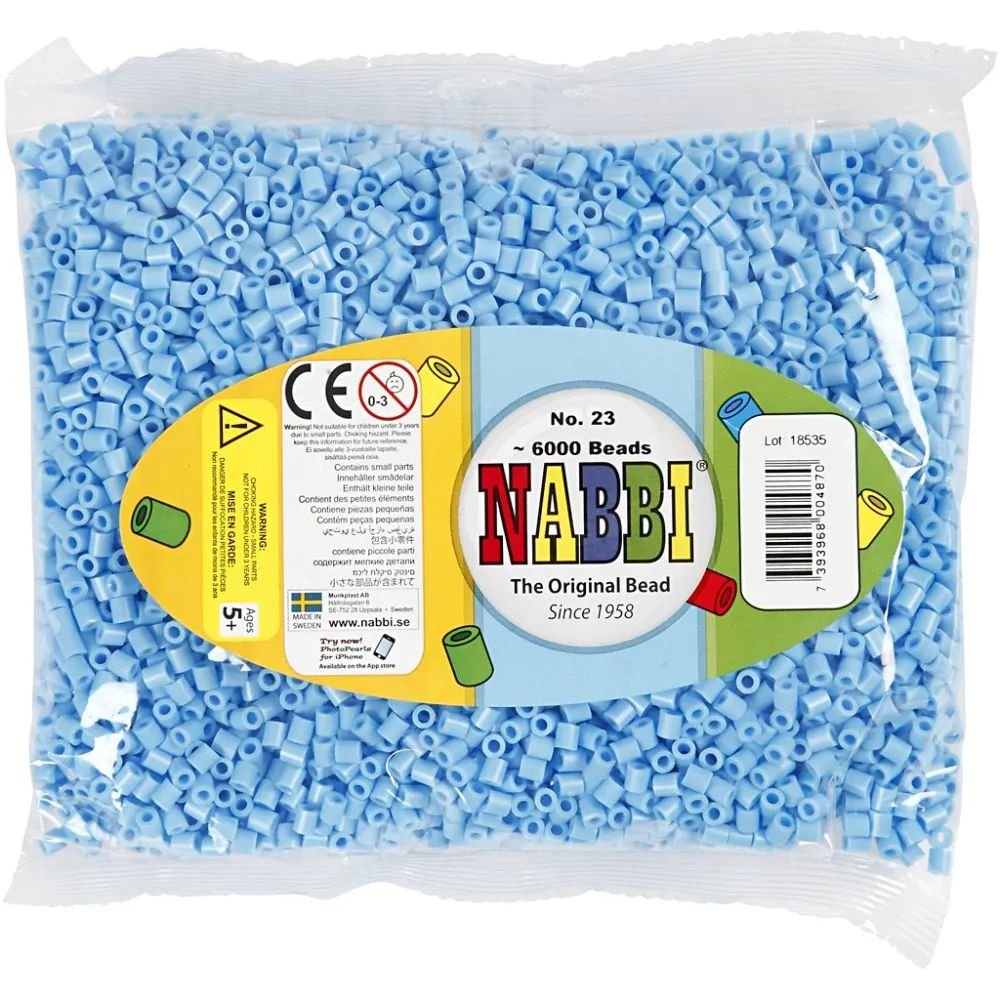 NABBI Pibeperler - Pastelblå (32224) - 6000 stk - Rørperler, Perler & perleplader, Håndværk