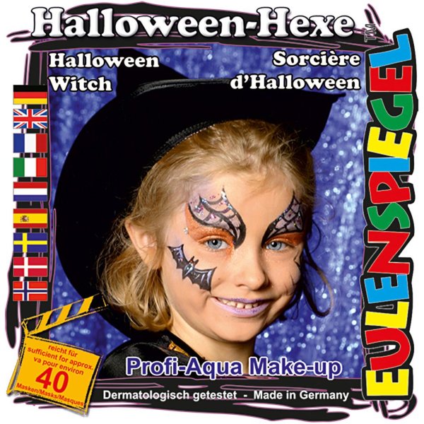Ansiktsmalingssett Eulenspiegel Halloween/heks blandede farger 4 x 3,5 ml - 1 sett