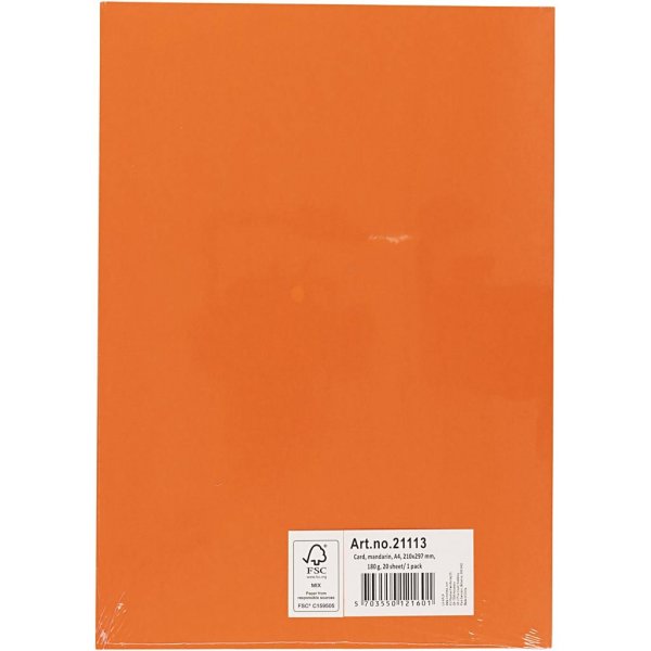 Färgad Kartong - orange - A4 - 180 g - 20 ark Färgad Kartong - orange - A4 - 180 g - 20 ark