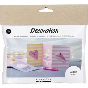 Mini DIY Kit Dekoration, pastel gul, pastel lilla, pastel pink, kager