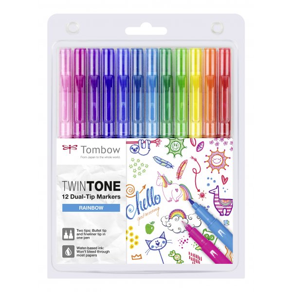Tombow TwinTone Rainbow 0,3/0,8 mm 12-pak