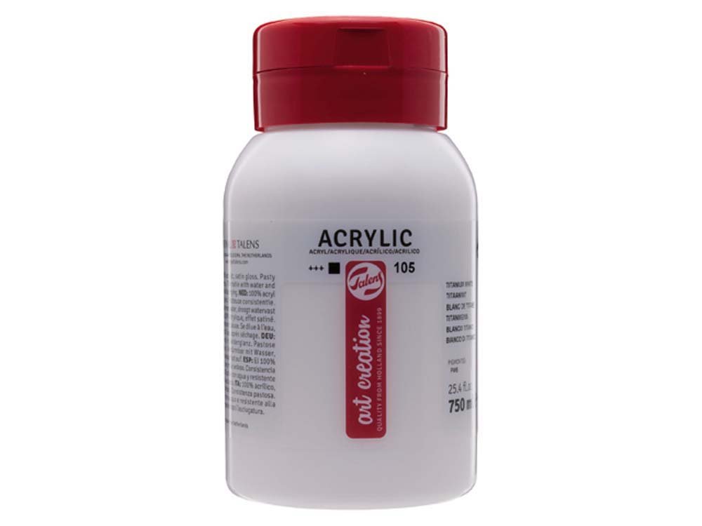 Akrylmaling Art Creation 750 ml - Titanium White - Akrylfarver, Kunstnerfarver