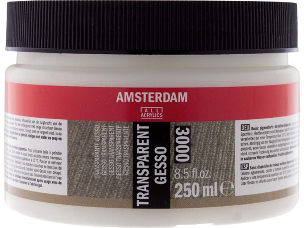 Gesso Amsterdam 250 ml - Transparent - Grunder - Primer, Fernis og kunstner medier til kunstmaling