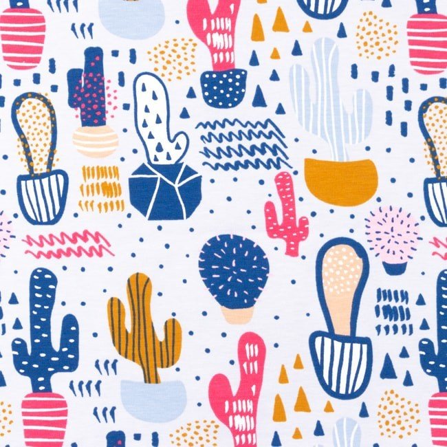 Jersey med print - Cacti - Lysegrå - Strik til børn, Stof til Børn, Stof