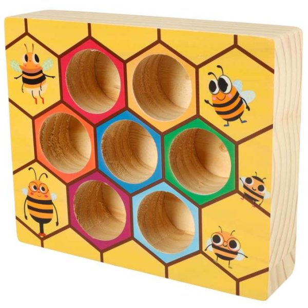Montessori spel Bikupa med bin i trä 16,5 x 13,5 cm - Inkl. pincett Montessori spel Bikupa med bin i trä 16,5 x 13,5 cm - Inkl. pincett