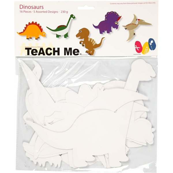 TeACH Me kartongfigurer - Dinosaurier - vit - 16 st TeACH Me kartongfigurer - Dinosaurier - vit - 16 st