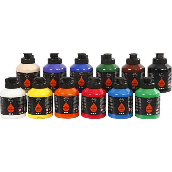Pigment Art School - standardfärger - halvblank - 12 x 500 ml Pigment Art School - standardfärger - halvblank - 12 x 500 ml