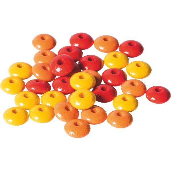 Tr�p�rlor mix 10 mm, 33 st, gula och r�da nyanser