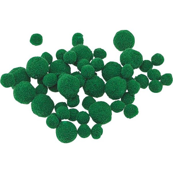 Pomponer i olika storlekar, gr�na 100-pack