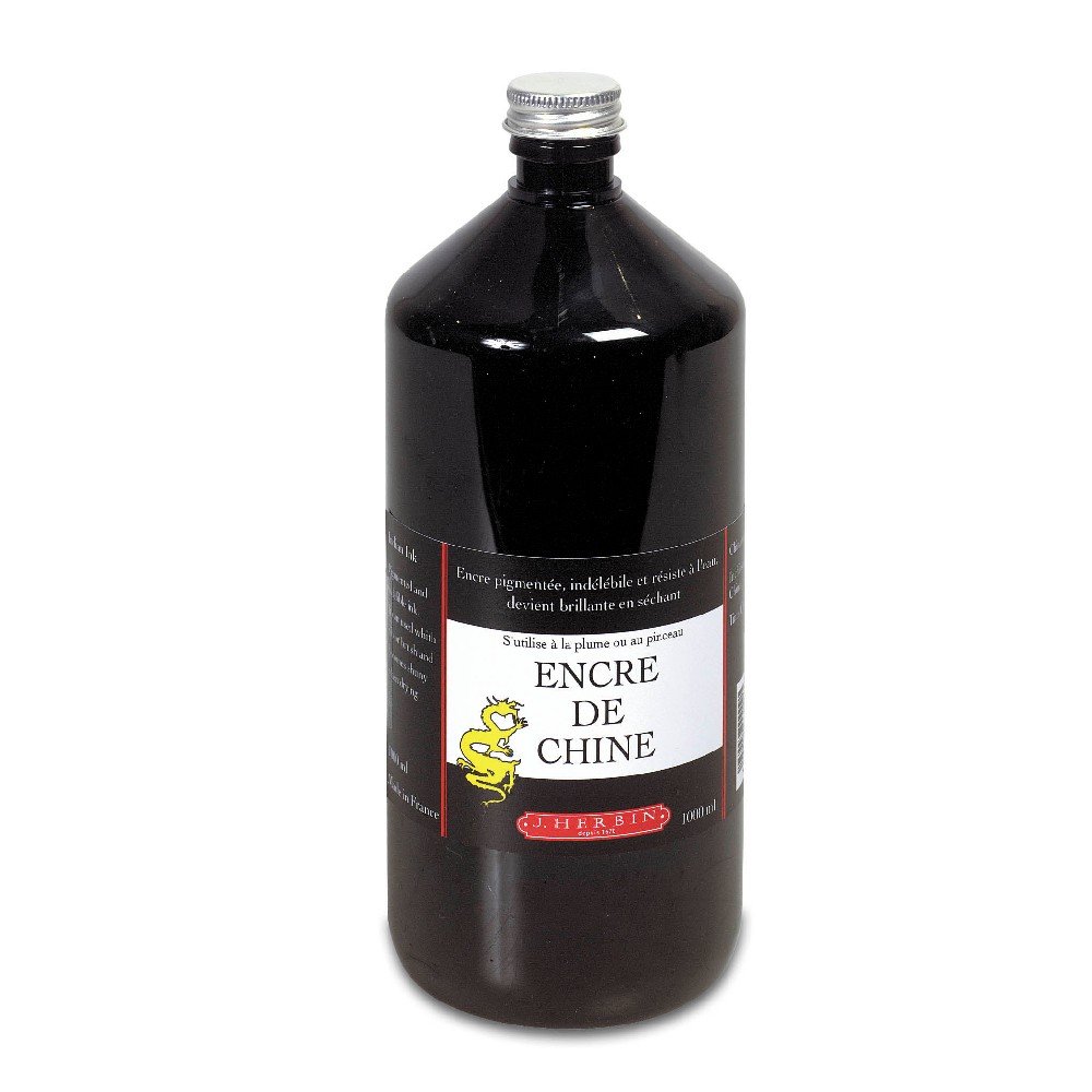 Indian Ink Herbin Sort - 1000 ml - Tusch & Blæk, Kunstnerfarver