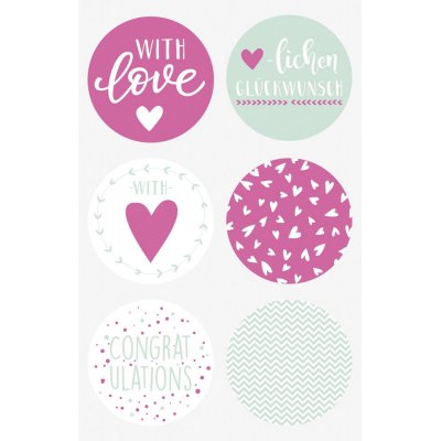 Sticker - Rund 4 cm - Love rosa