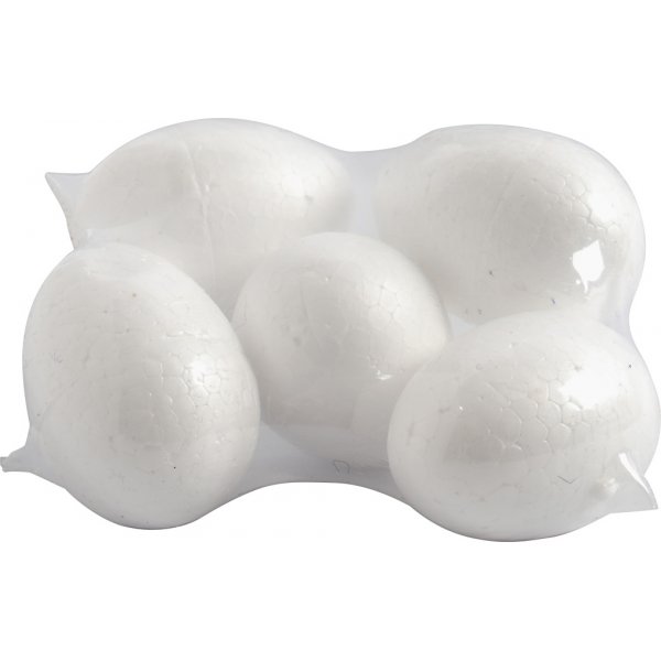 Frigolitägg - Vita - H6 cm - 5 st Frigolitägg - Vita - H6 cm - 5 st