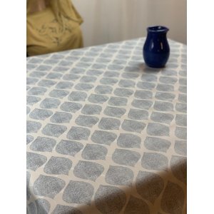 Vaxduk m�rkbl� droppar 140 cm