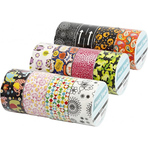Gaffatejp - mönster - mixade färger - 12 x 5 m Gaffatejp - mönster - mixade färger - 12 x 5 m