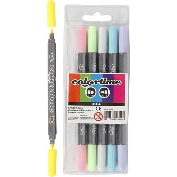 Colortime Dubbeltusch - pastellfärger - 6 st Colortime Dubbeltusch - pastellfärger - 6 st