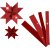 Stjernestrimler - rd - glitter, lak - 6,5+11,5 cm - 40 strimler