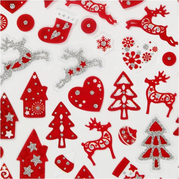 Klistermärken - röd/vit jul Klistermärken - röd/vit jul