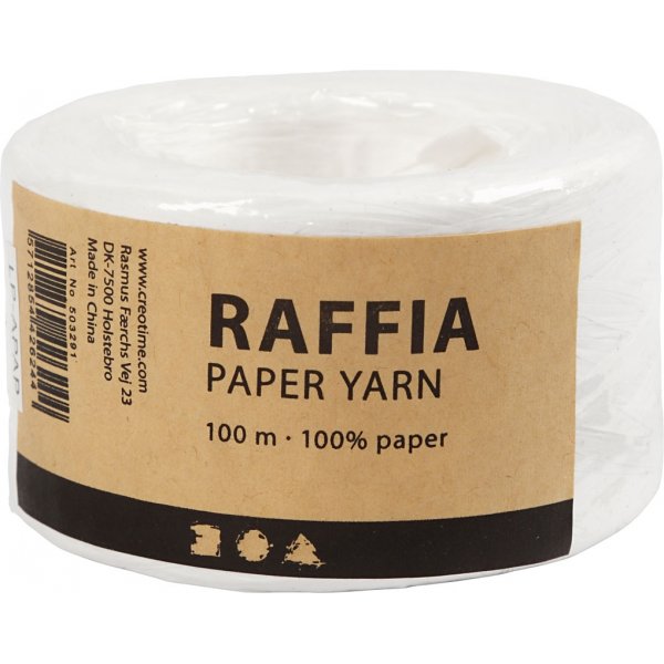Raffia Pappersgarn - vit - 100 m Raffia Pappersgarn - vit - 100 m