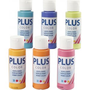 Plus Color Hobbymaling - fargerik - 6 x 60 ml