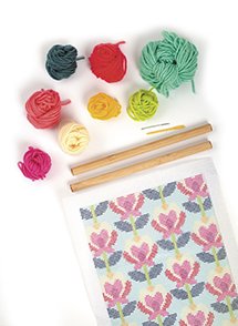 Broderikit med lotusblomma på canvas Broderikit med lotusblomma på canvas