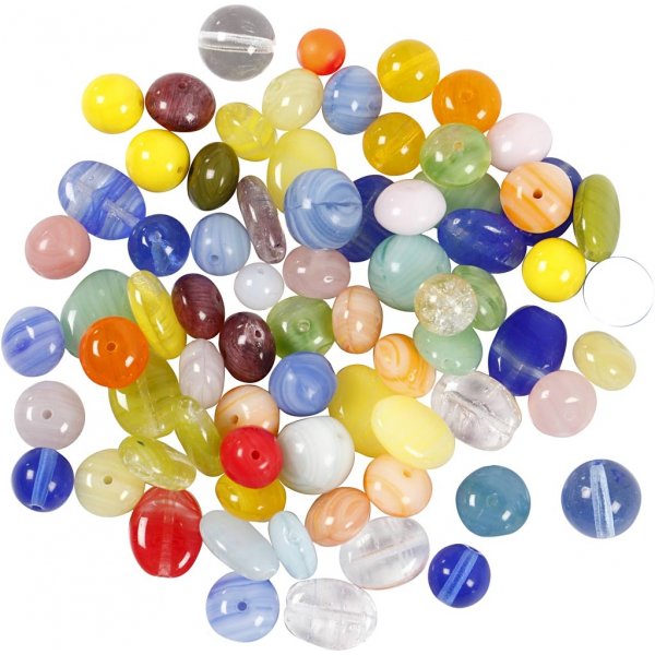 Glaspärlor - mixade färger - oval - rund/platt - 350 g Glaspärlor - mixade färger - oval - rund/platt - 350 g