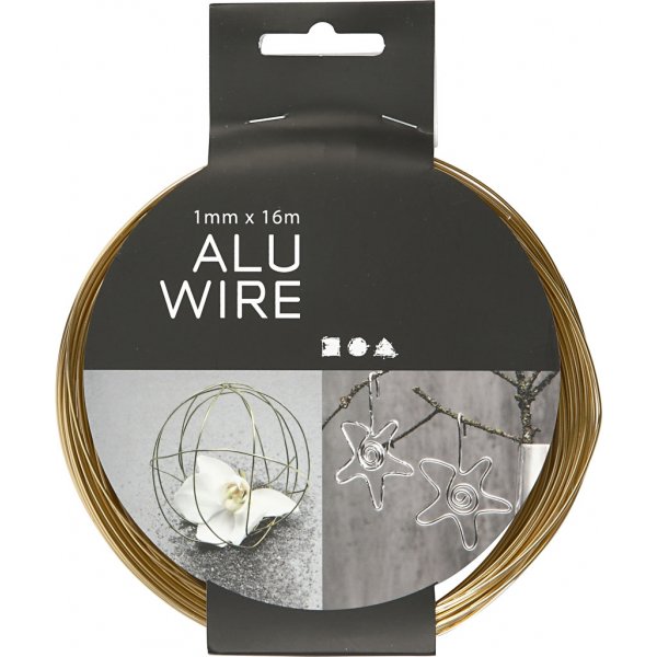 Aluminiumtråd - Ø1 mm - guld - 16 m Aluminiumtråd - Ø1 mm - guld - 16 m