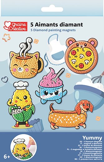 Diamond painting magneter f�r barn - Yummy, 5 st