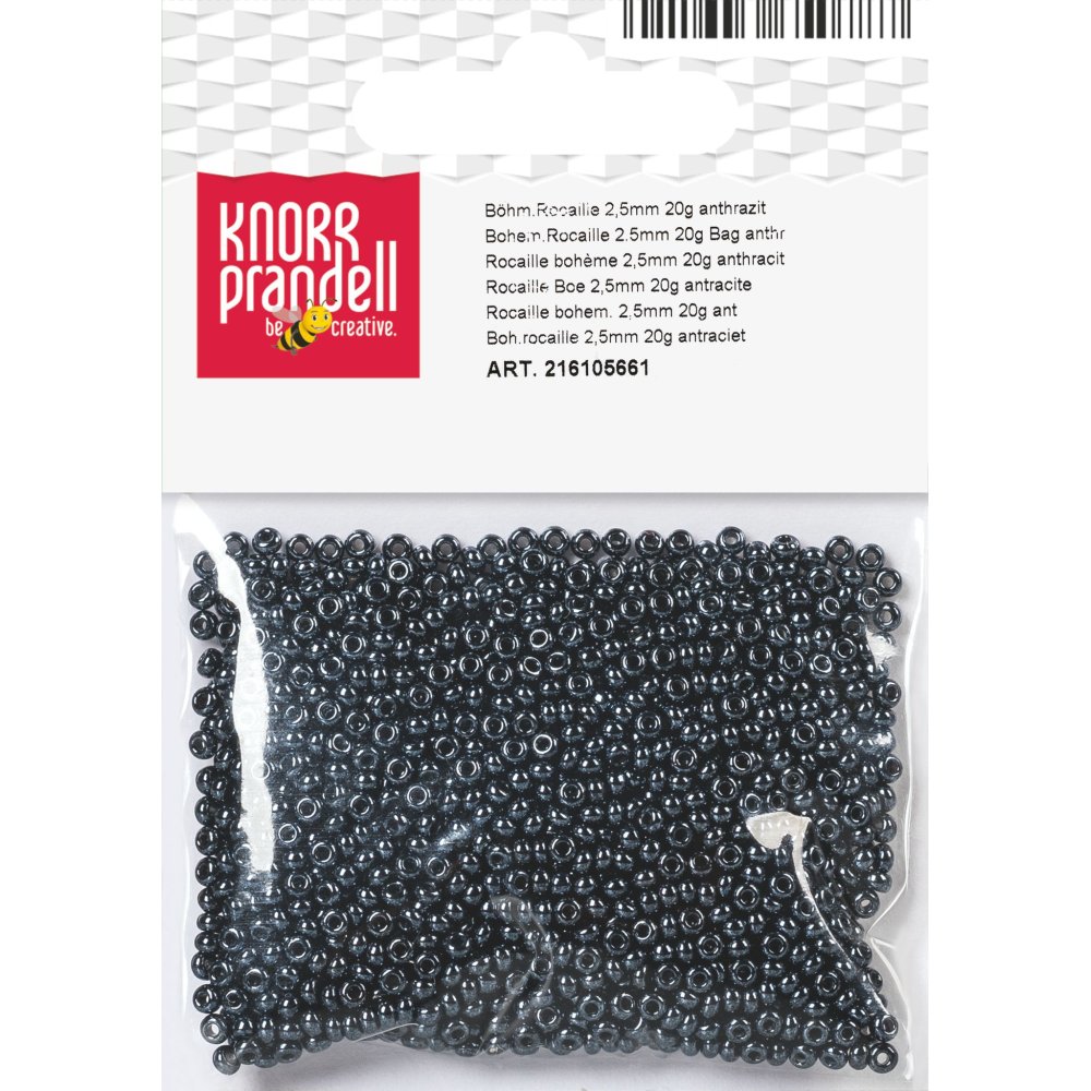 Bohemiska rocaillepärlor 2,5 mm 20 g anthracit - Mixar av rocaillespärlor, Rocaillespärlor, Pyssla