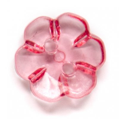 Knap Blomst 1-hul 13 mm 5 stk - Gennemsigtig pink
