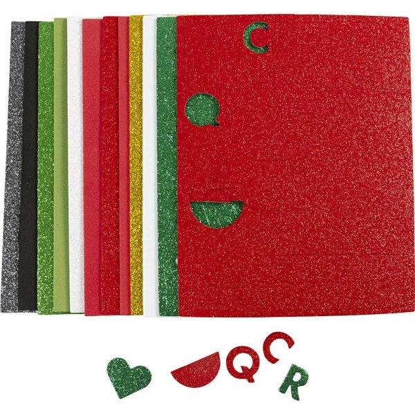 Dekorative gummiark Mykt skum Julefarger 14x25 cm 12 ark Dekorative gummiark Mykt skum Julefarger 14x25 cm 12 ark