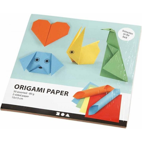 Origamipapper - mixade färger - 15 x 15 cm - 5 x 10 ark Origamipapper - mixade färger - 15 x 15 cm - 5 x 10 ark